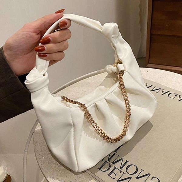 

evening bags elegant female soft tote bag 2021 fashion high-quality pu leather women's designer handbag pleated shoulder messenger