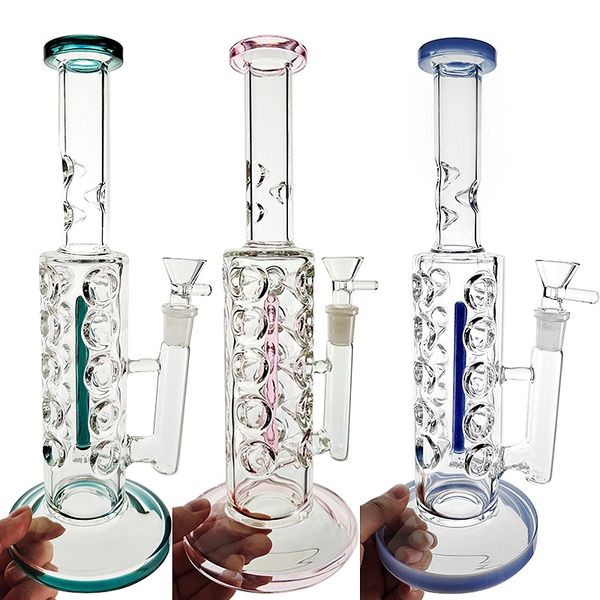 Großhandel Fab Egg 11 Zoll Glas Bong Inline Perc Shisha 14mm Innengelenk Gerade Rohr Wasserpfeife Öl Dab Rig Bongs mit Schüssel