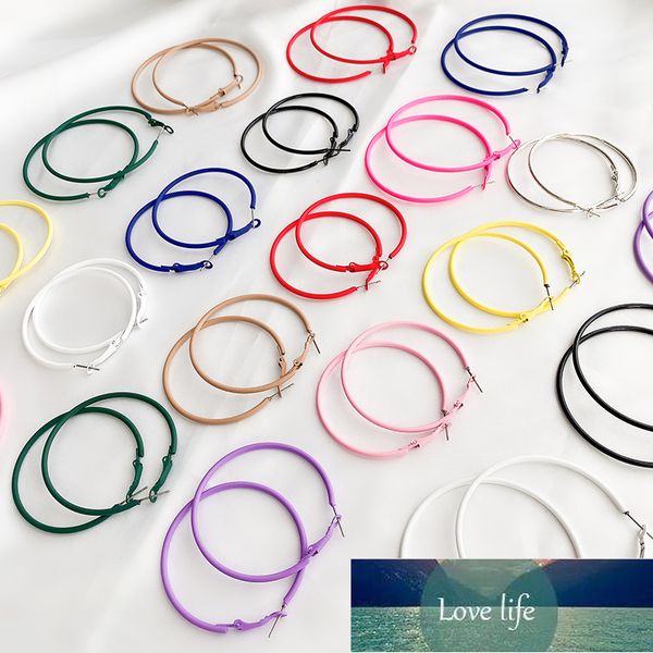 

colorful exaggerate big smooth circle hoop earrings brincos simple party round loop earrings 60mm for women jewelry factory price expert des, Golden;silver