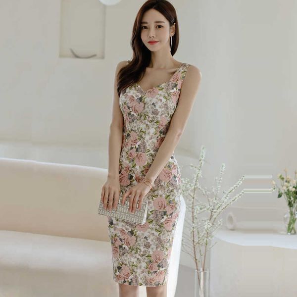 

floral print backless tank dress high waist party female midi sheath summer bodycon pencil es women 210529, Black;gray