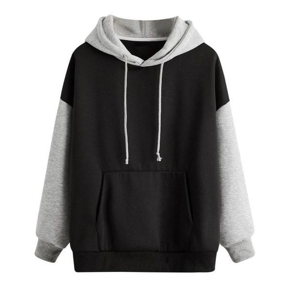 

women's hoodies & sweatshirts pockets patchwork womens autumn long sleeve casual loose ladies sweatshirt bottoming fashion vintage cute, Black