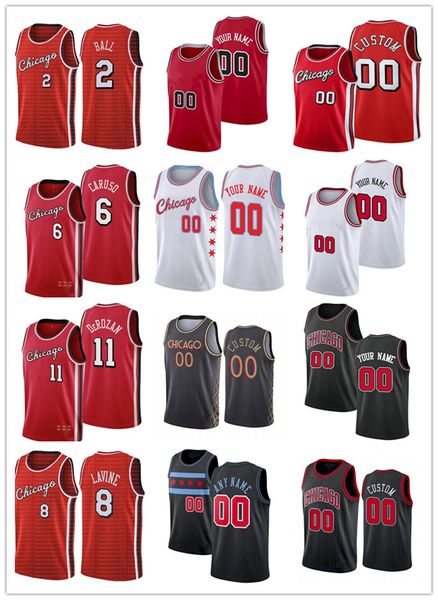 

2021-2022 75th custom jersey mens womns youth demar 11 derozan lonzo 2 ball nikola 9 vucevic zach 8 lavine alex 6 caruso derrick 5 jones jr, Black;red