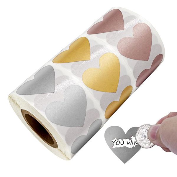 

gift wrap 300pcs/roll love heart shape scratch off labels stickers adhesive marker secret code tags for wedding message card home decor