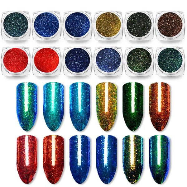 

nail glitter mix colors art powder chameleon/sandy sugar effect dust uv gel polish acrylic tips diy manicure decoration, Silver;gold