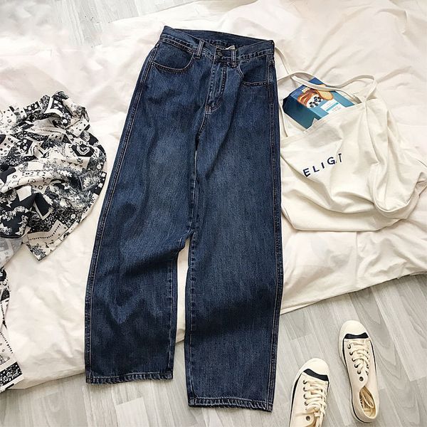 

vintage high waist mom jeans boyfriend jeans for women harajuku loose denim harem trousers ladies wide leg blue pants streetwear