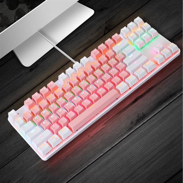 

keyboards rgb backlight keyboard 87-key backlit usb wired mechanical office