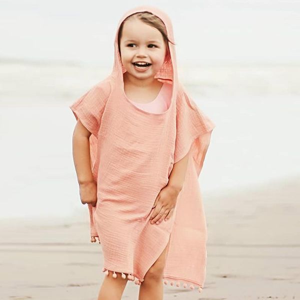 

women's swimwear baby girls beach cover up cute summer dress 2021 kids playing bathing suits children swim hooded tassel sundress cloth, White;black