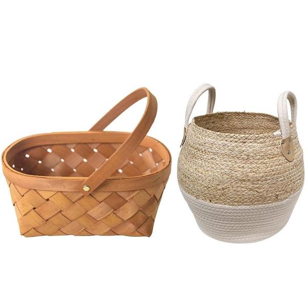 

storage baskets handmade rattan container basket with woven deskbox (22x26x30cm)