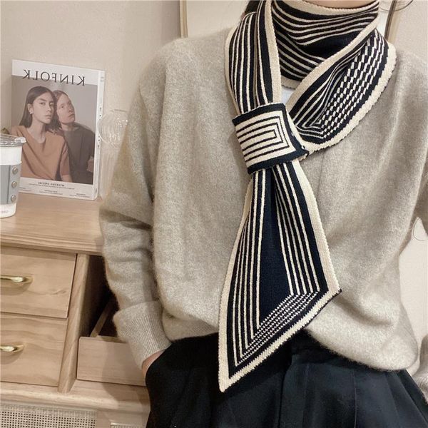 

scarves &dolphin women winter scarf warm knitted classic black white zebra striped plaid soft woolen tippet pashmina blanket shawl, Blue;gray