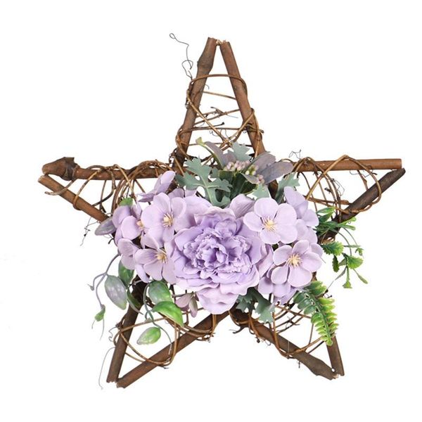 

artificial camellia wreath star shape pentagram wreath for hanging front door wall window wedding farmhouse home decor