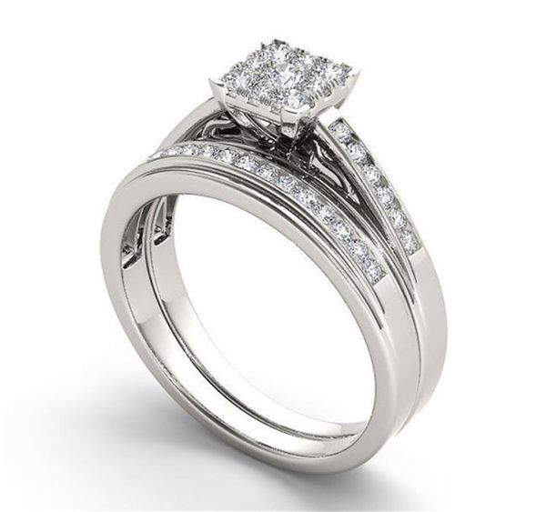 

wedding rings fashion silver color engagement design ladies ring white cubic zirconia elegant female jewelry, Slivery;golden
