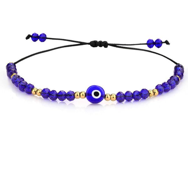 

handmade braided evil blue eye bracelet stainless steel crystal beads bracelets for women girls, Black