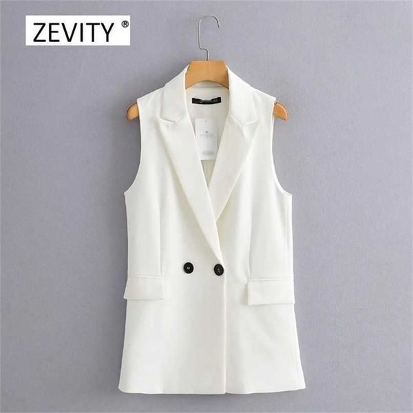 

women simply sleeveless double breasted vest jacket office ladies wear casual suit waistcoat pockets outwear ct514 211022, Black;white