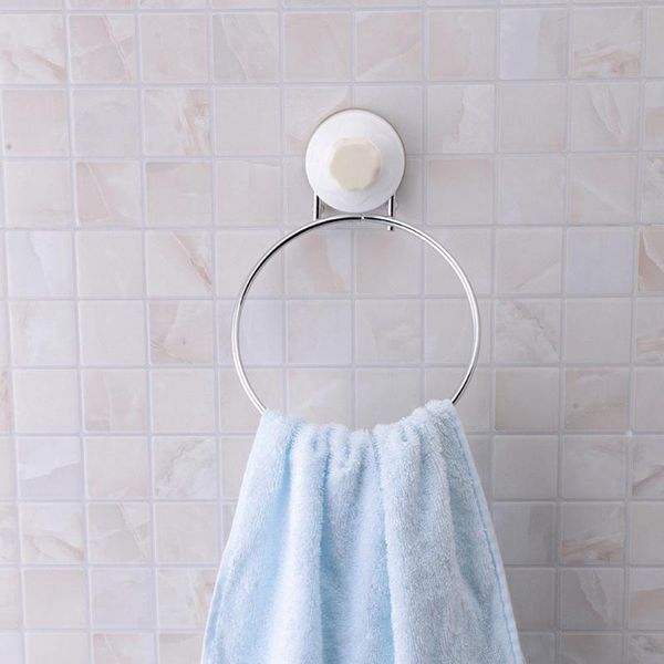 

towel rings home bathroom sucker round bar rack ring wall-mounted metal holder