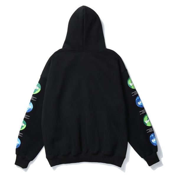 

new fleece 2021 globe print hoodies sweatshirts harajuku hip hop streetwear hoodie pullover autumn casual cotton hooded dvnj, Black