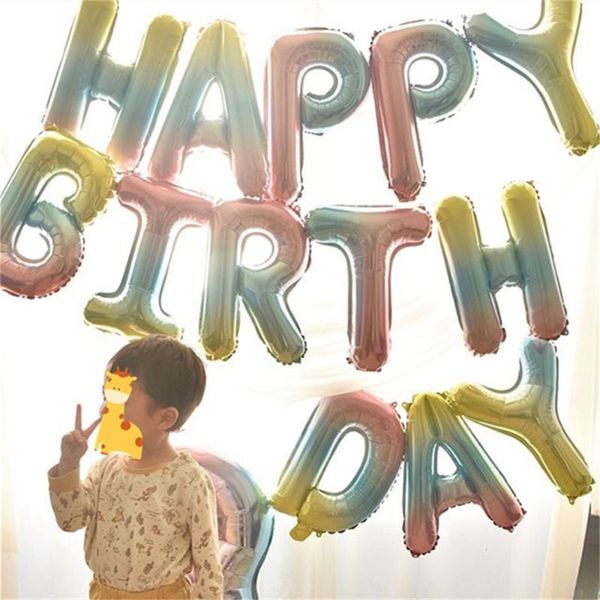 

party decoration 1 set happy birthday letters balloons wedding banners helium globos rose gold foil alphabets kids toy