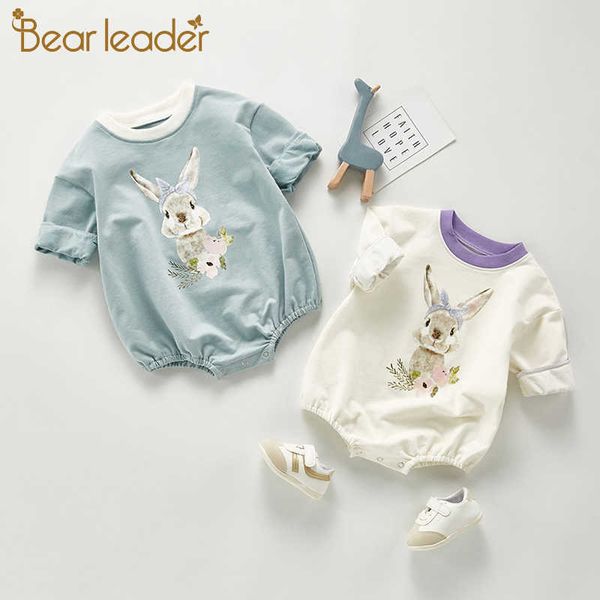 

bear leader baby spring cartoon bunny clothes fashion girls cute rompers long sleeve clothing infant sweet outfits 0-3 years 210708, Blue