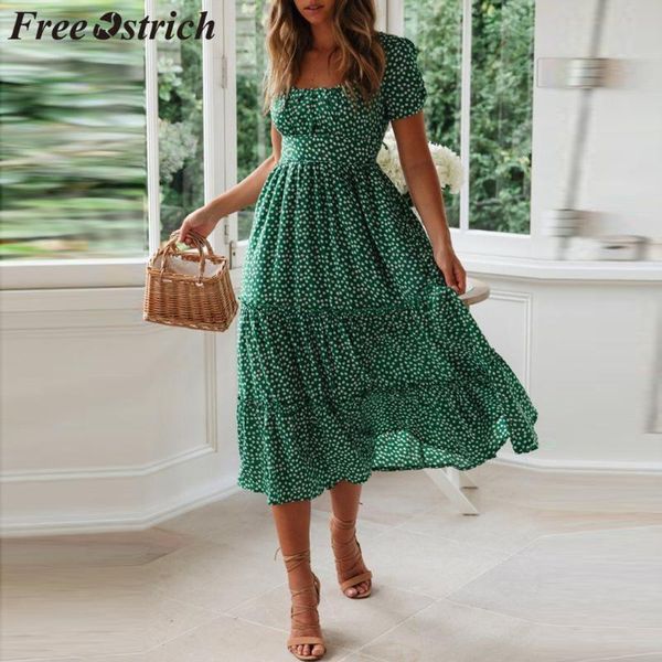 

party dresses ostrich dress women square collar mid-calf pleated puff sleeve empire bohemian current elegant graceful long summer, White;black