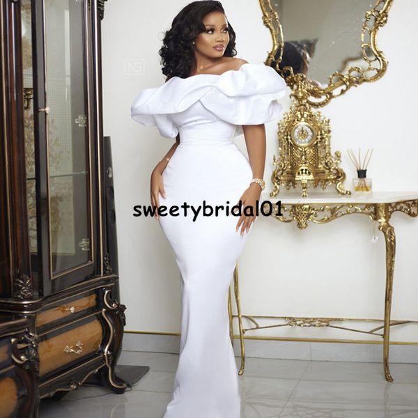 

elegant mermaid evening dress off shoulder short sleeves informal reception dresses robe de mariage girl prom party gowns, Black