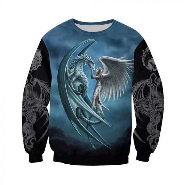 

colorful wolf head pattern mens 3d printed hoodies visual impact party punk goth round neck sweatshirt hoodie, Black