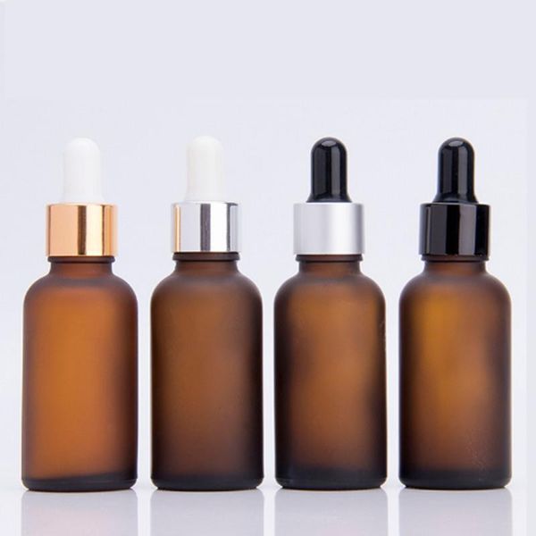

6ps/lot 30ml empty frosted dropper bottle amber perfume glass vial nasal oil e liquid makeup refillable containers package