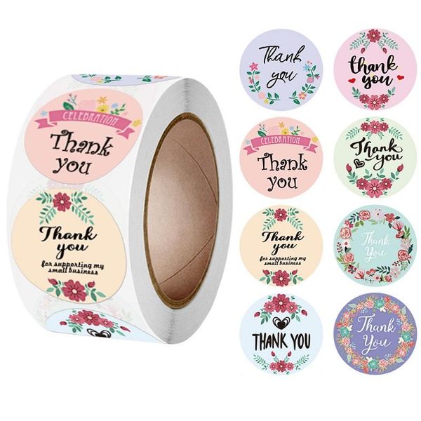 

gift wrap 100 200 500 round flower label sticker thank you pink wedding party packaging letter supplies seal