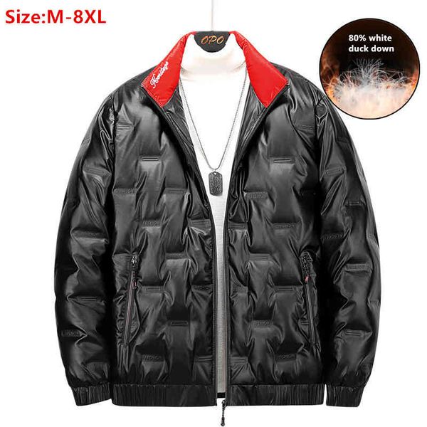 

white down jacket for men style winter parka ultrathin light plus size 4xl 5xl 6xl 7xl 8xl glossy black silver warm coat