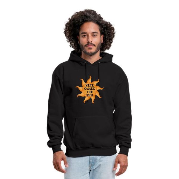 

men's hoodies & sweatshirts here comes the sun sweatshirt sunny sunshine fashion hoodie men fleece fitness tracksuit, Black