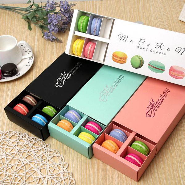 12 Izgaralar Macaron Wrap Kağıt Düğün Parti Hediye Kutuları 20 * 11 * 5 cm Çikolata Çerez Paketleme Kutusu