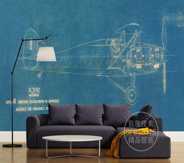 

wallpapers papel de parede nostalgic aircraft structure diagram 3d wallpaper mural,living room tv wall bedroom papers home decor