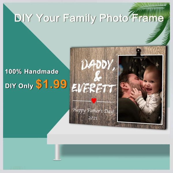 

frames custom wood picture frame for dad personalized natural po unique father's day gift wall desk with holder 4x6"