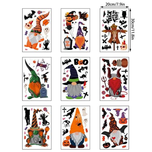 

wall stickers q0kf 9 sheet halloween decorations window decals gnome pumpkin clings sticker for festival party home decor