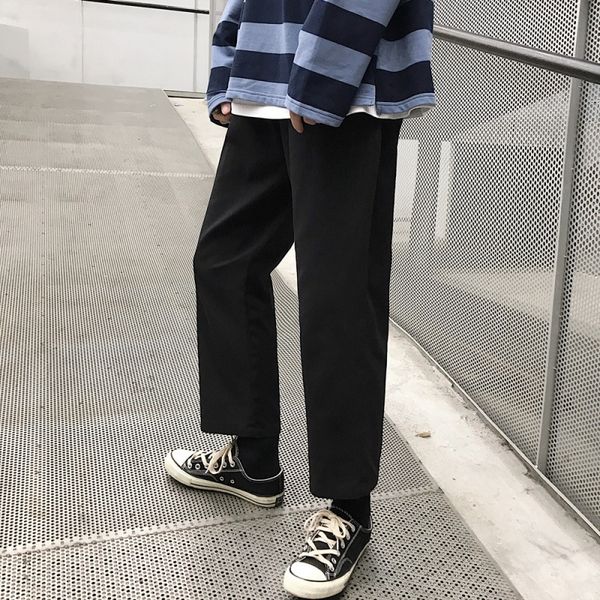 

2021 new men's solid leisure cotton black/khaki color casual active elastic haren pants loose trousers plus size m-2xl uu36