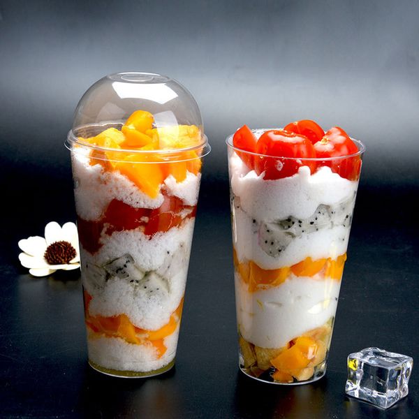 Bicchieri usa e getta in plastica trasparente da 480 ml con coperchi Bicchieri per succhi di frutta da 16 once Bicchieri per tè al latte all'ingrosso