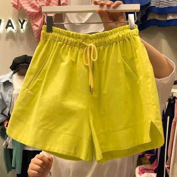 

women's shorts [ewq] korea chic summer casual trend women solid color elastic high waist drawstring loose fashion wide-leg 2021 16e1862, White;black