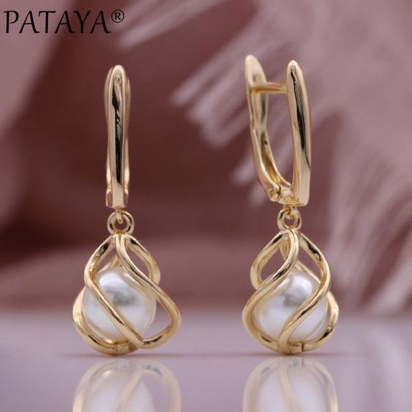 

dangle & chandelier pataya trend women long drop earrings 585 rose gold bridal unique vintage shell pearl lovely party fashion jewelry, Silver