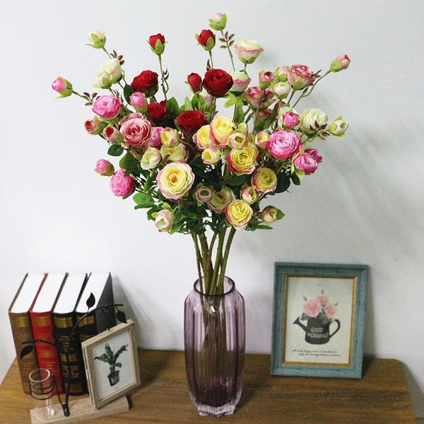 

flone 7 head artificial rose flower simulation rose flower bouquet fake silk flowers branch wedding home party decor floral art