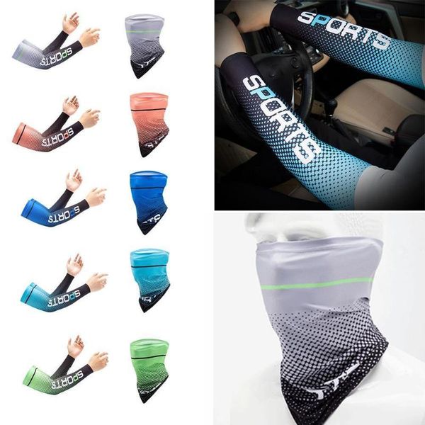 

elbow & knee pads uv sun protection leisure and dust gloves arm ice silk outdoor men's women's riding sleeves headgear, Black;gray
