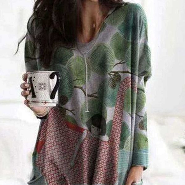 

dresses autumn casual clothing long sleeve printed medium length pullover women's t-shirt, Black;gray