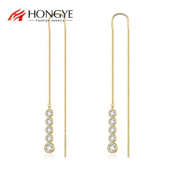 

dangle & chandelier hongye fashion 2021 female drop earrings zircon decorative long tassel ear lines minimalist hanging brinco for women gif, Silver
