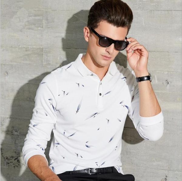

men's t-shirts 2021 autumn t-shirt fashion business casual 100% cotton art turndown collar long sleeved slim stage costumes, White;black