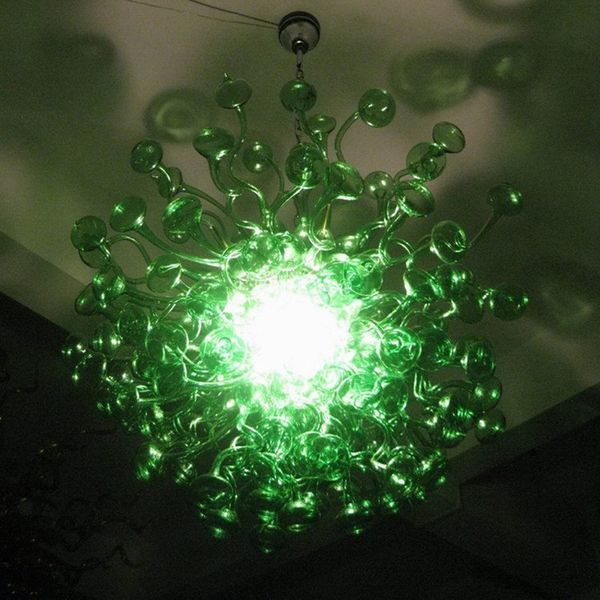 Ручная взорванная зеленая стеклянная люстра светильник светодиодный современный пузырь люстры подвесные огни гостиной ресторана художественное украшение на заказ 26 или 30 дюймов