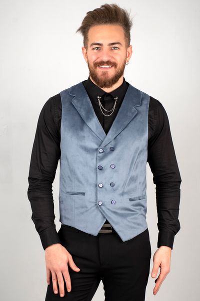 

blue color men 's suede suit vest italian style tight-fitting mould formal business weddings party daily jacket blazer 2006102 e9mu, Black;white