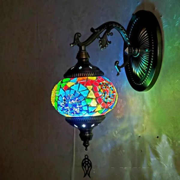 

wall lamp retro restaurant turkish decorative aisle mosaic glass led light iluminacion interior hogar stair