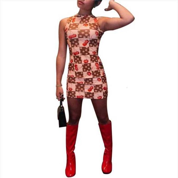 

women's vest tight print buttock dress, Black;pink