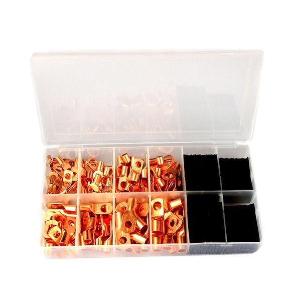 

hand & power tool accessories 260 pcs ring lug terminal mixed shrink tubing sets,120pcs terminals + 140pcs heat cover with box