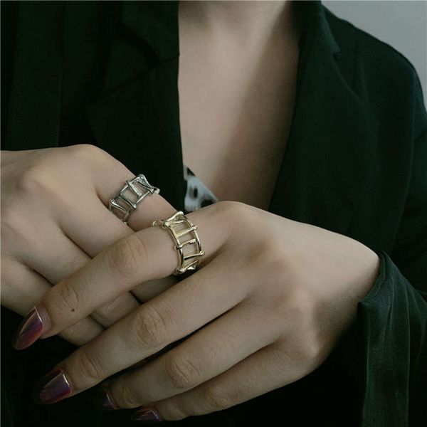 

hbp fashion south korea east gate metal simple woven open index finger ring, Silver