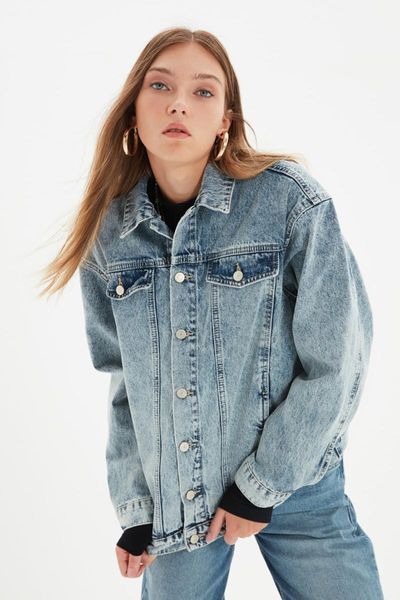 

women's jackets trendyol basic denim jacket twoaw22ce0461, Black;brown