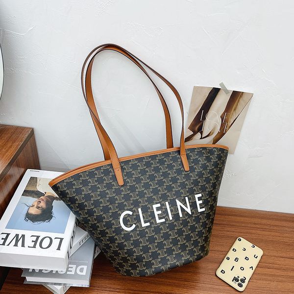 

large capacity pu denim old flower fan-shaped 2021 new one shoulder bucket shell bag portable tote bag