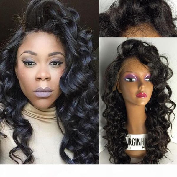 

sell brazilian hair full lace wig body wave lace front wig glueless wig with baby hair, Black;brown
